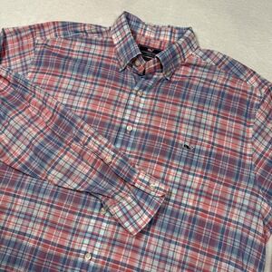 Vineyard Vines Shirt Mens XL Red Blue Plaid Tucker Classic Fit Button Down